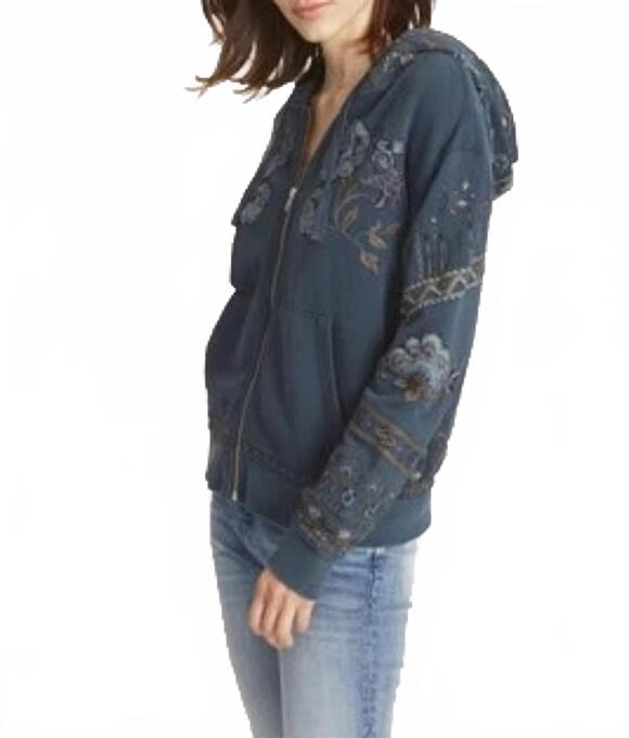DRIFTWOOD Tops - NEW DRIFTWOOD zip up hoody with embroidery in blue